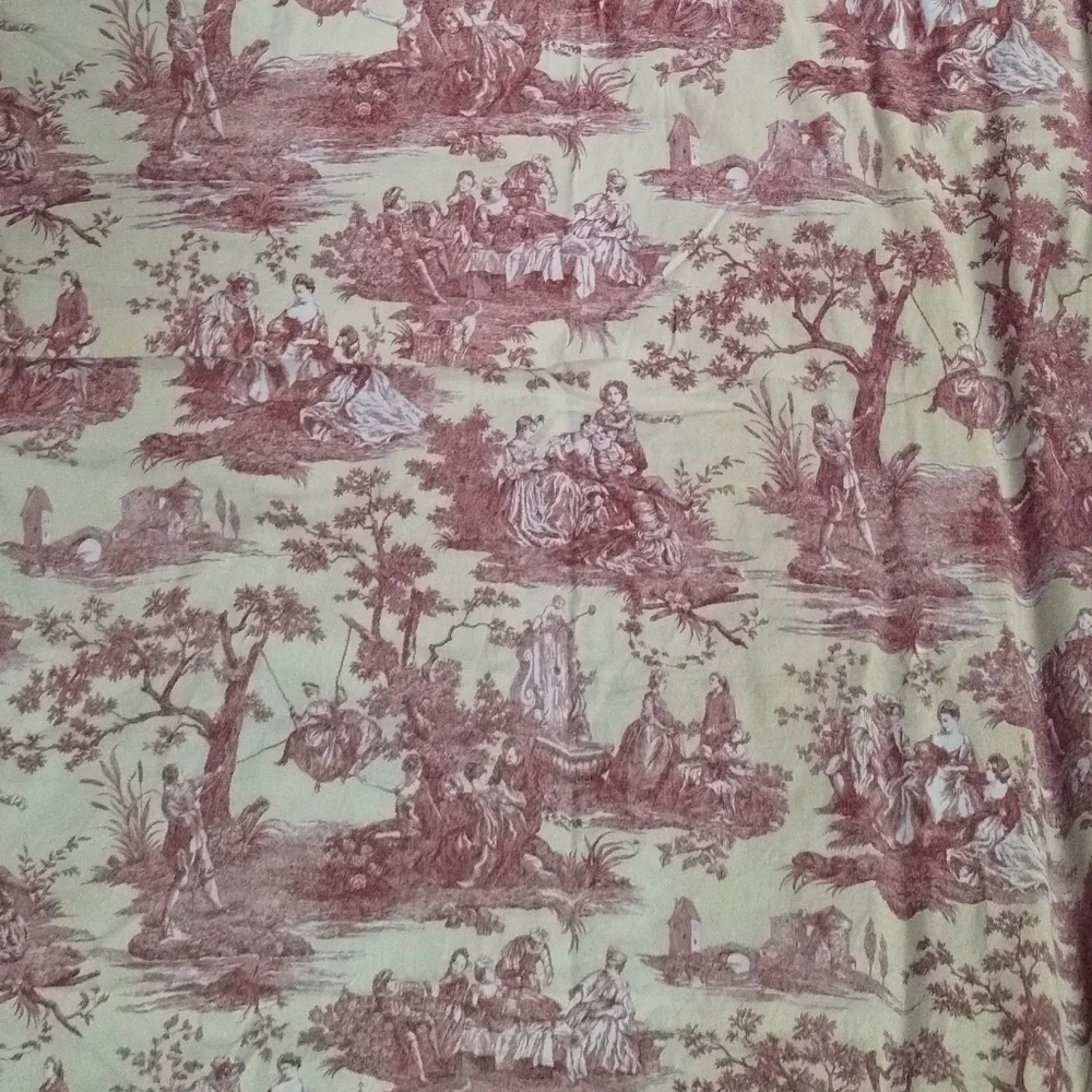 2 Curtain Panels 19th Century French‎ Print Pink and Cream/Yellow Color 88X44